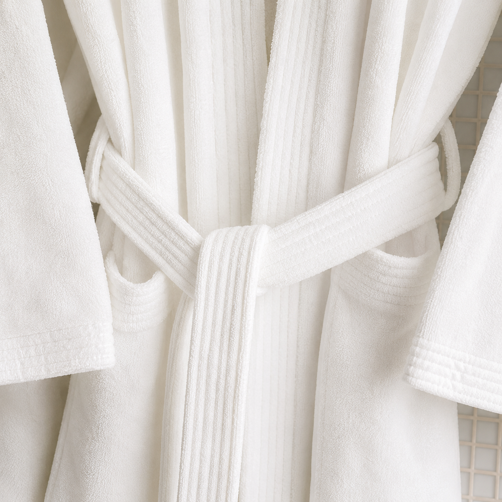 Bata de Baño Kimono Velour 500 gr Blanco Optico Petite