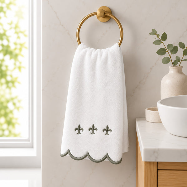 Set x2 Toallas de Mano Scallop Monograma Imperial Verde