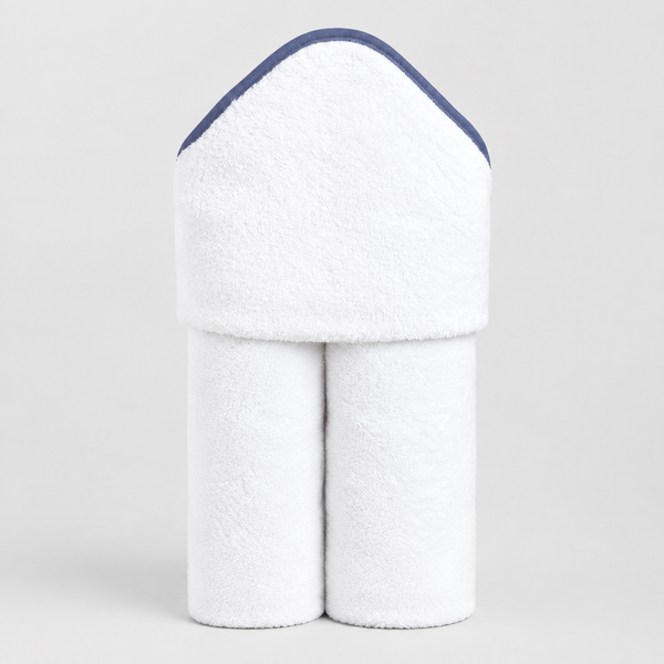 Toalla Piping con Capucha Niño Azul