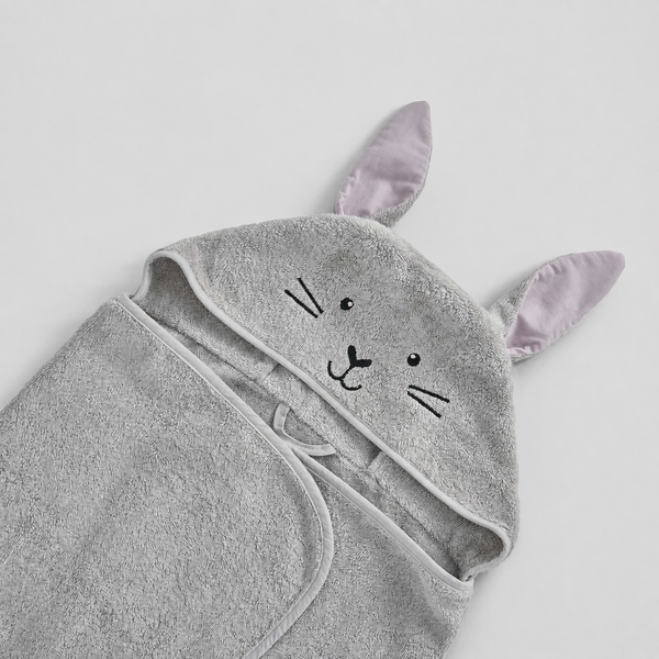 Toalla con Capucha Conejito Gris