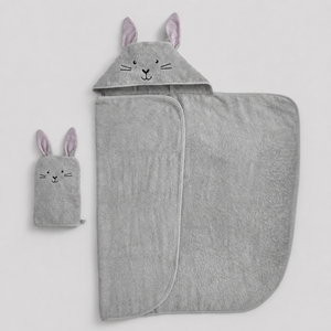 Toalla con Capucha Conejito Gris