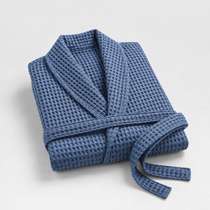 Bata Waffle de Algodón Turco Azul Marino