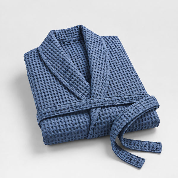 Bata Waffle de Algodón Turco Azul Marino