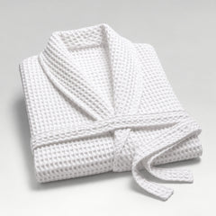 Bata Waffle de Algodón Turco Blanco