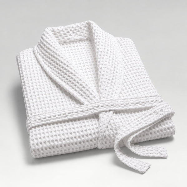 Bata Waffle de Algodón Turco Blanco