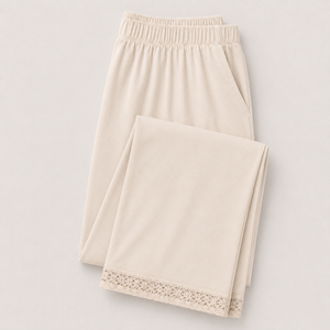 Pijama de Mujer Adona Viscosa con Encaje Beige