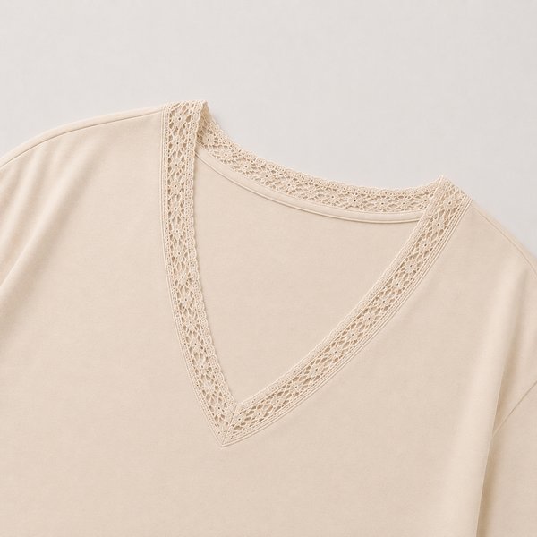 Pijama de Mujer Adona Viscosa con Encaje Beige