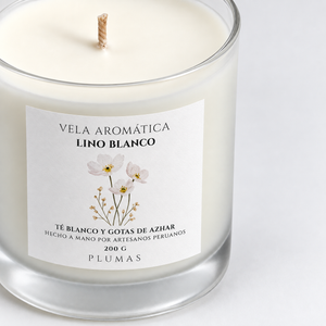 Vela de Cera de Soya Lino Blanco 200 gr