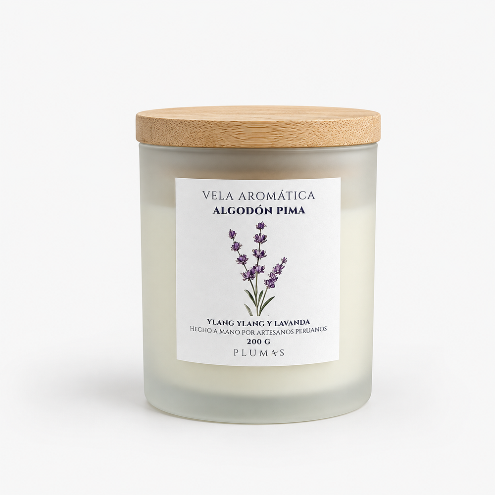 Vela de Cera de Soya Algodón Pima 200 gr