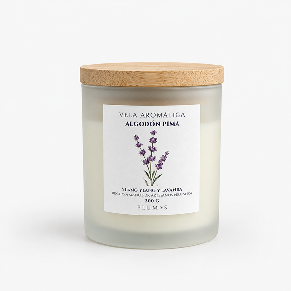 Vela de Cera de Soya Algodón Pima 200 gr