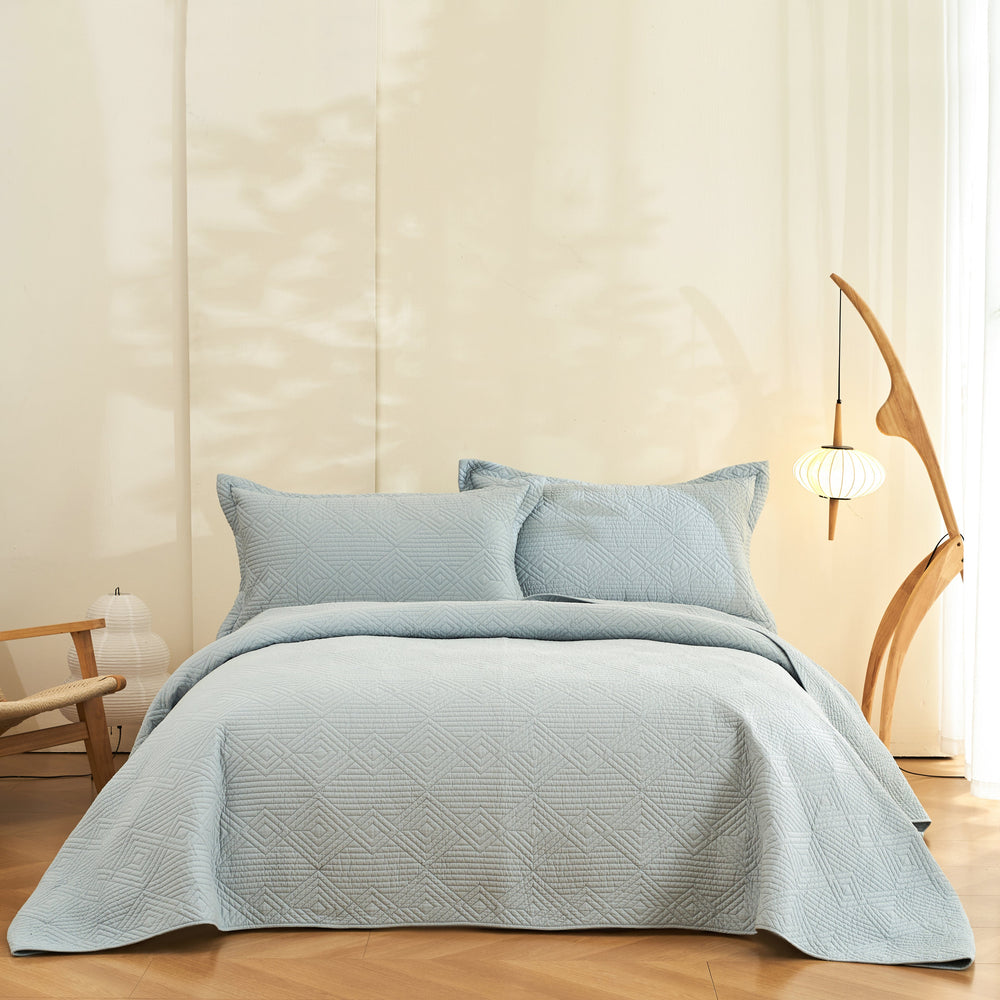 Juego de Cubrecama Rombos Light Blue