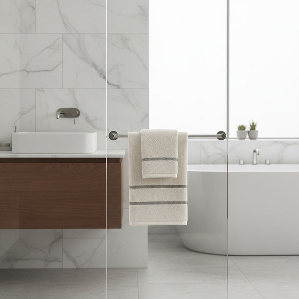 Toalla de Baño 40 x 140 cm Marvek 500 gr Azul Marino Blanco