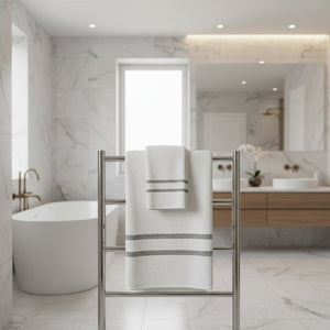 Toalla de Baño 70 x 140 cm Marvek 500 gr Blanco Gris