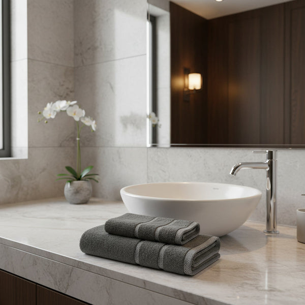 Toalla de Baño 70 x 140 cm Marvek 500 gr Blanco Gris