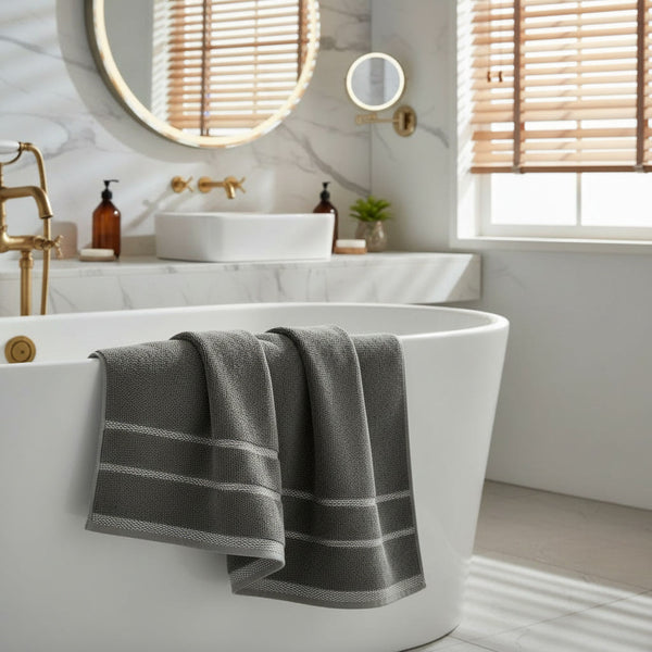 Toalla de Baño 70 x 140 cm Marvek 500 gr Gris Blanco