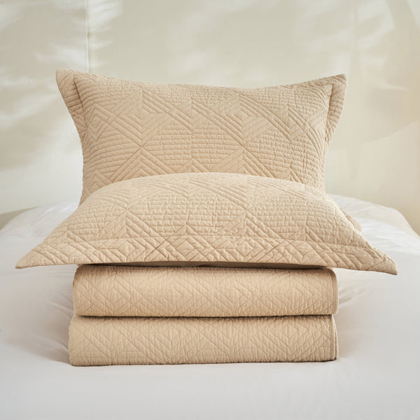 Juego de Cubrecama Rombos Beige