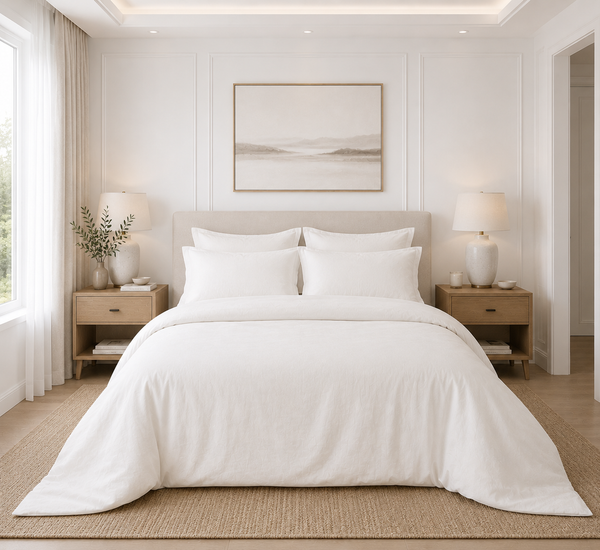 Juego de Cubreduvet 400 Hilos Blanco Natrual Queen