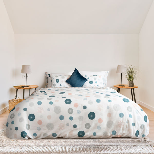 JUEGO  DE CUBREDUVET CAPULLO DOTS 300 HILOS