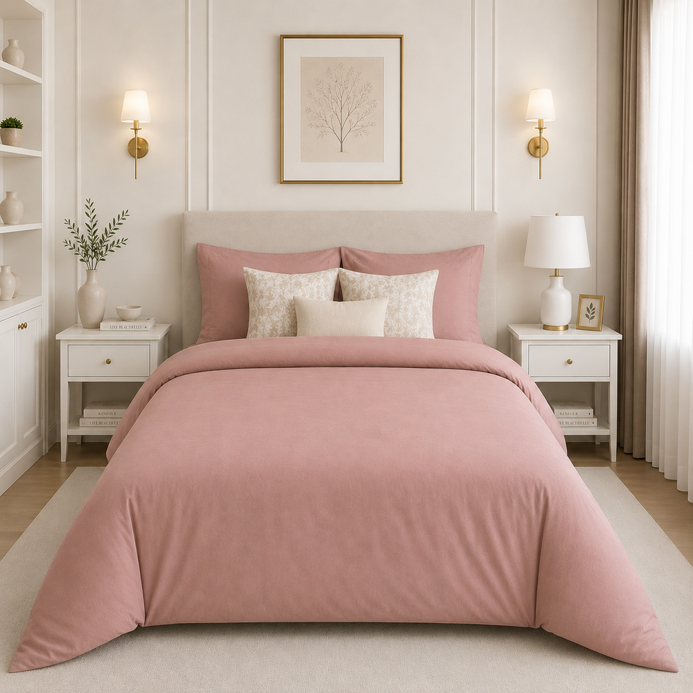 Juego de Cubreduvet 400 Hilos Cameo Rose