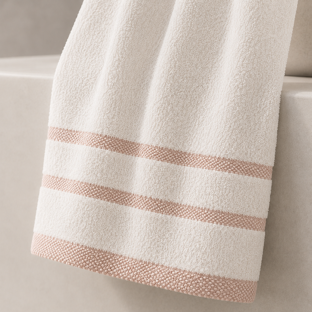 Toalla de Baño 70 x 140 cm Marvek 500 gr Rosa Blanco