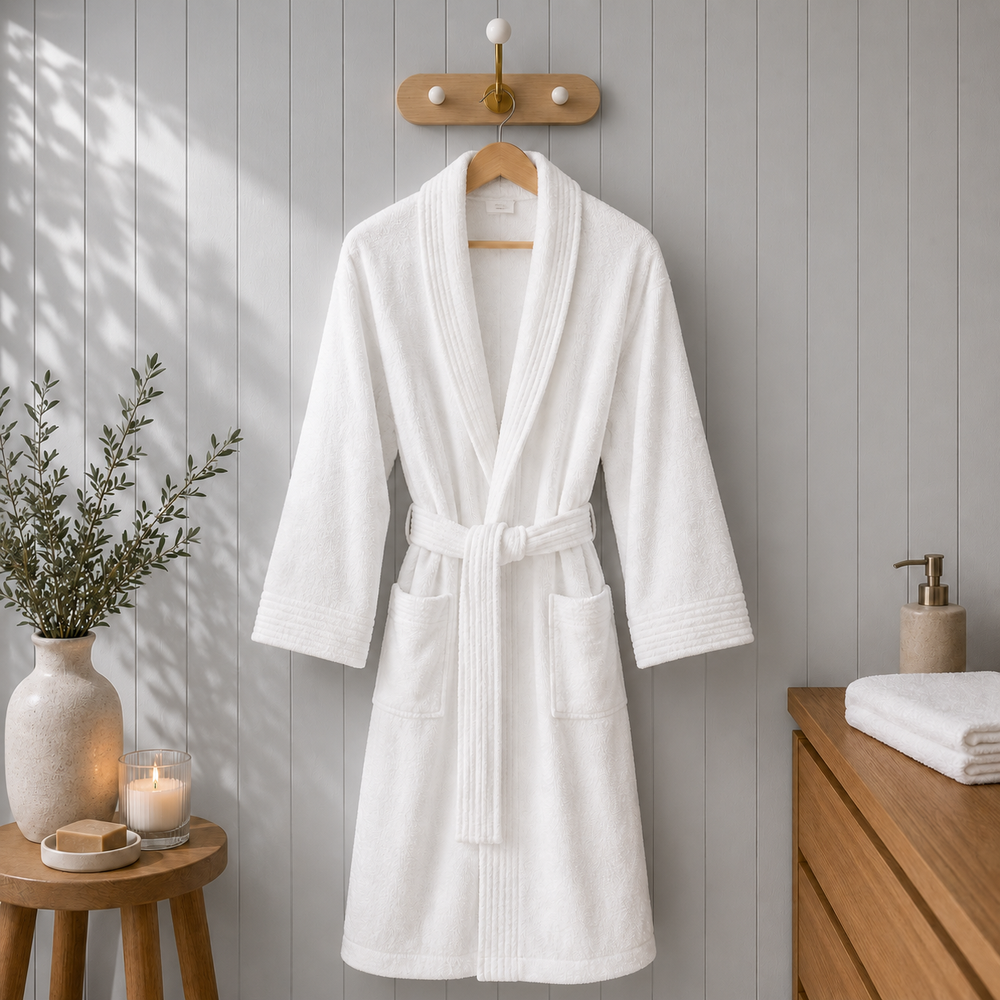 Bata de Baño Kimono Velour 500 gr Blanco Optico