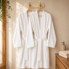 Bata De Bano Kimono Velour 500 Gr Blanco Optico