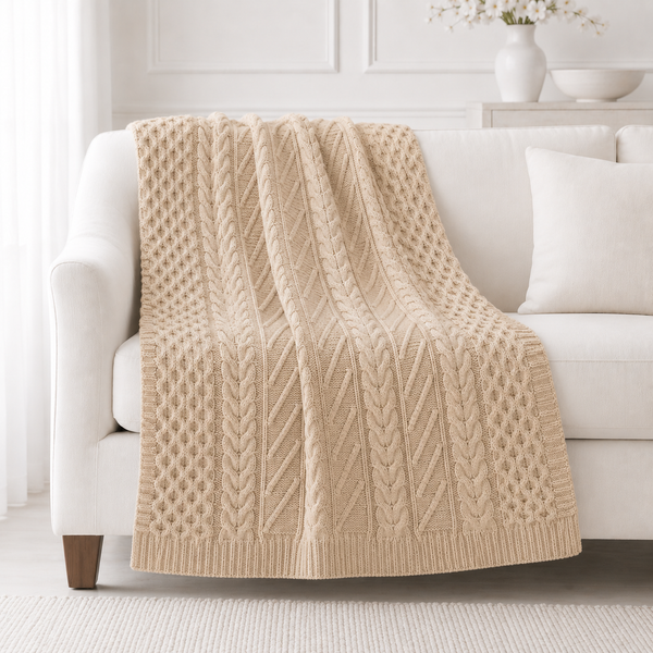 Manta Tejida Kennedy 125 x 150 cm Ivory