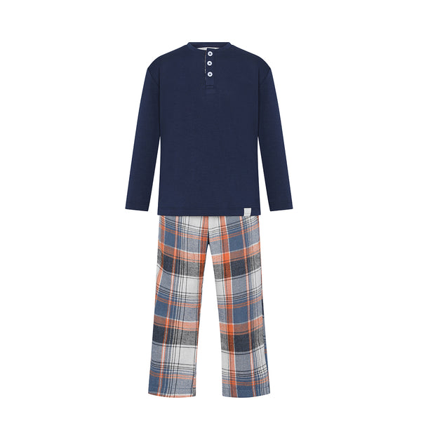 Pijama Andrew hijo d/cuadros - Azul y Naranja