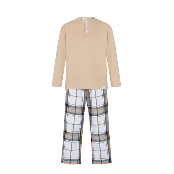 Pijama Andrew hijo d/cuadros - Beige