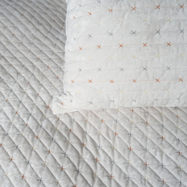 Juego de cubrecama rombos Stitching - Ivory