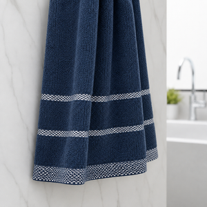 Toalla de Baño 40 x 140 cm Marvek 500 gr Azul Marino Blanco