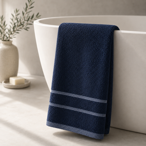 Toalla de Baño 40 x 140 cm Marvek 500 gr Azul Marino Blanco