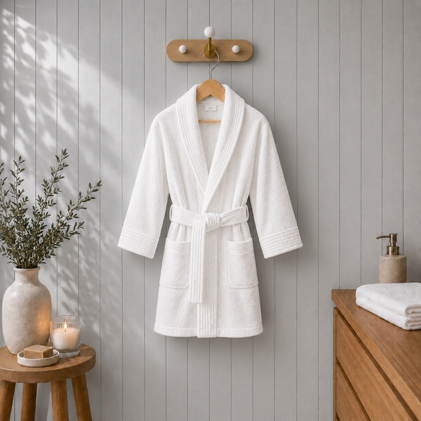 Bata de Baño Kimono Velour 500 gr Blanco Optico Petite