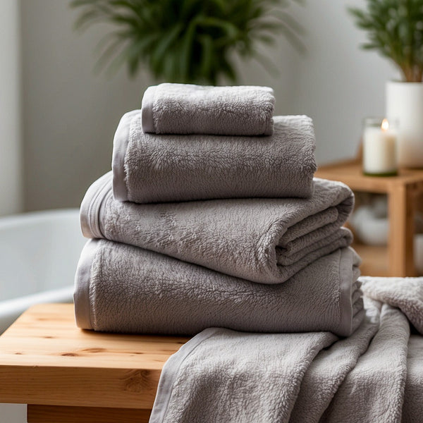 PACK DE 4 TOALLAS BLANCAS PARA BAÑO 100 % GRIS - 630GR