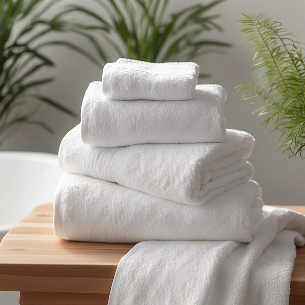 PACK DE 4 TOALLAS BLANCAS C/HILOS ZT PARA BAÑO 100% ALGODÓN - 600GR