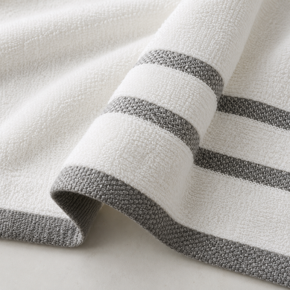 Toalla de Baño 70 x 140 cm Marvek 500 gr Blanco Gris