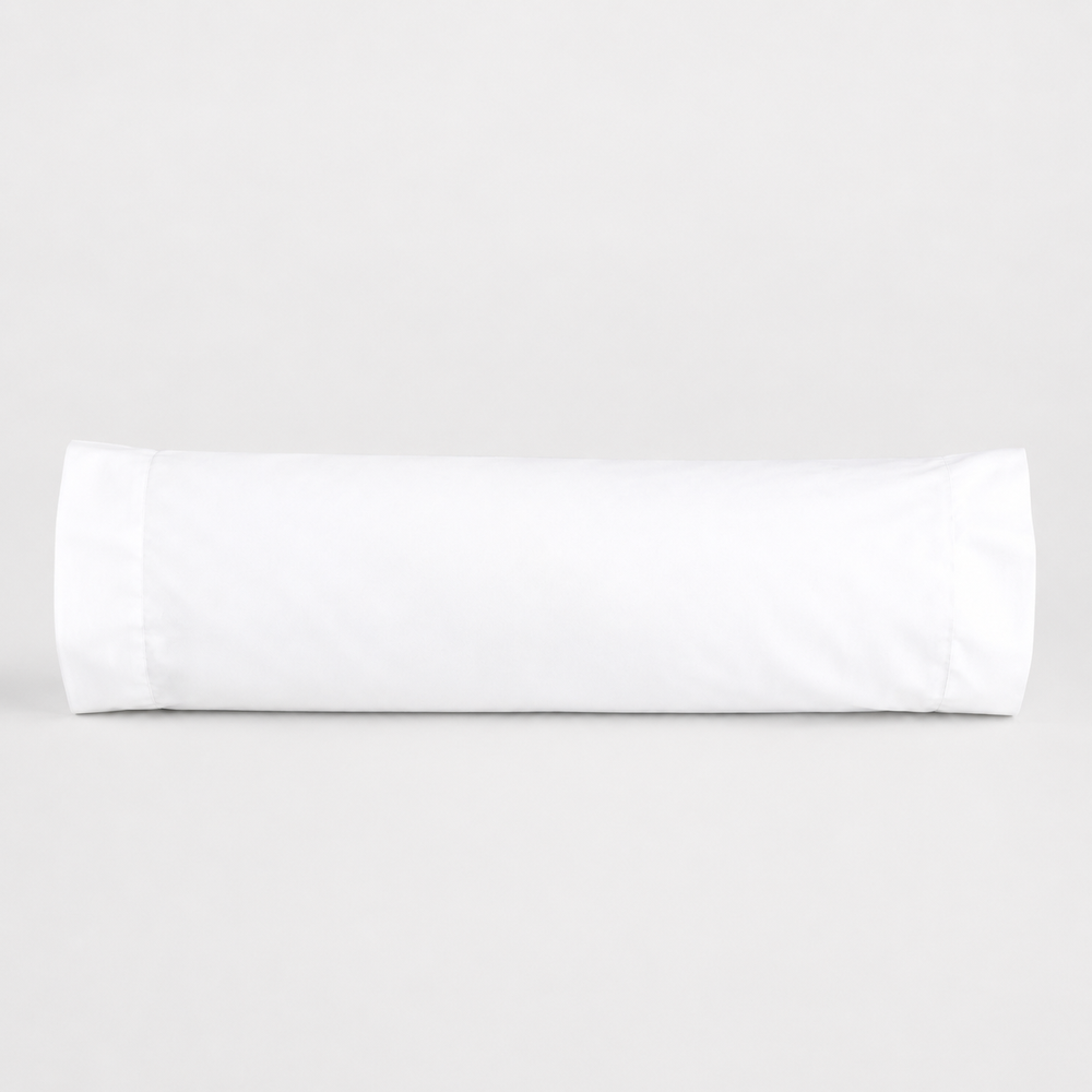 Funda de Cojín Rollito 60 x 20 cm 400 Hilos Pima Blanco Optico