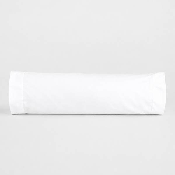 Funda de Cojín Rollito 60 x 20 cm 400 Hilos Pima Blanco Optico