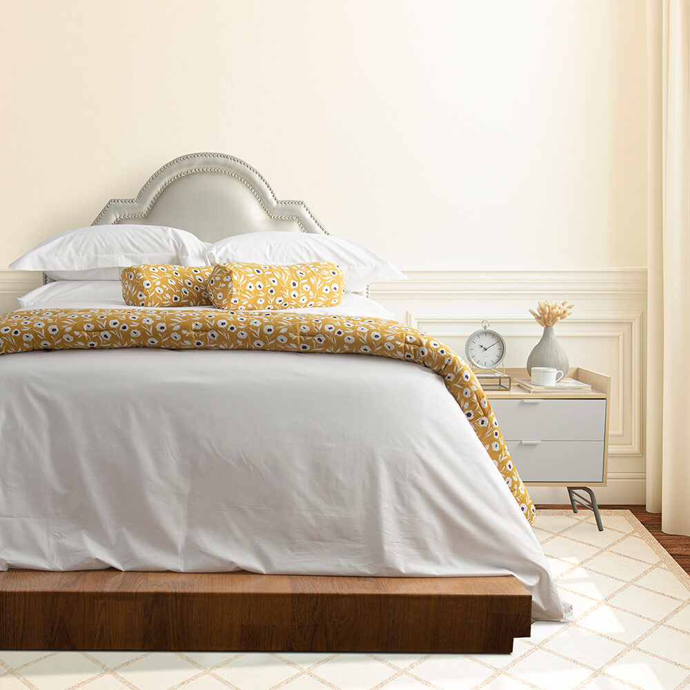 Bed Foot 300 Thread Count 100% Cotton Stella Yellow King